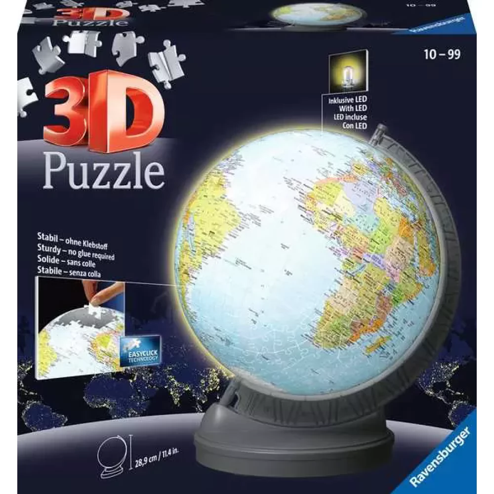 RAVENSBURGER 3D Puzzle játék 540 darabos Földgömb LED világítással
