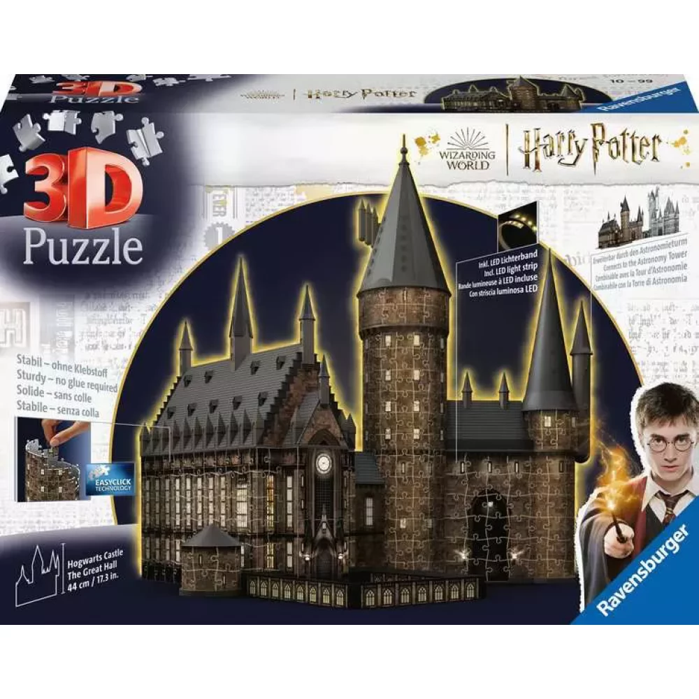 RAVENSBURGER 3D Puzzle játék 540 darabos Harry Potter Hogwarts kastély Nagyterem LED világítással