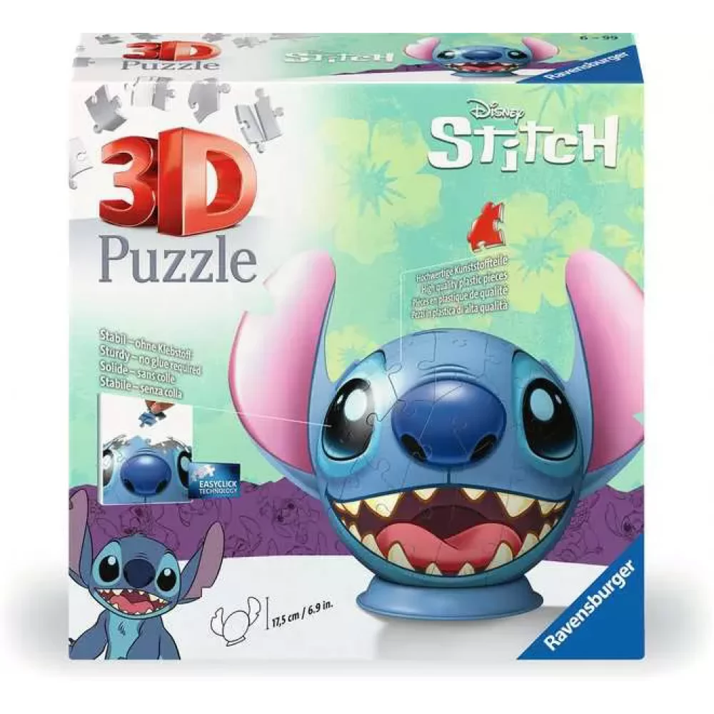 RAVENSBURGER 3D Puzzle játék 72 darabos Stitch fej