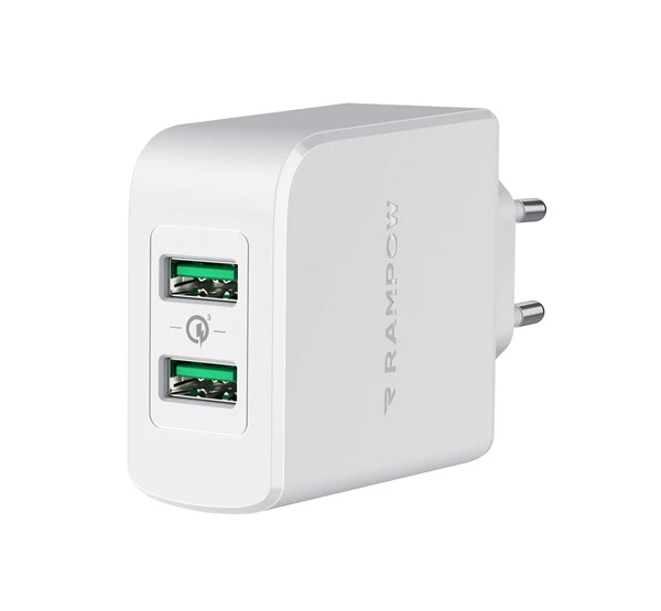RBA16 39W hálózati gyorstöltő adapter QC 2X USB fehér