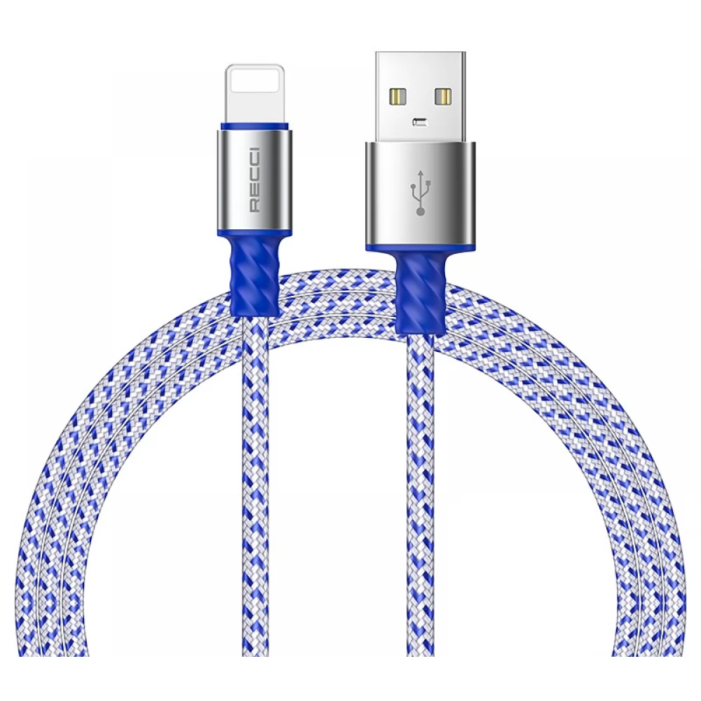 RECCI USB Lightning Töltő/adat Fehér-Kék 2m RTC-N33L