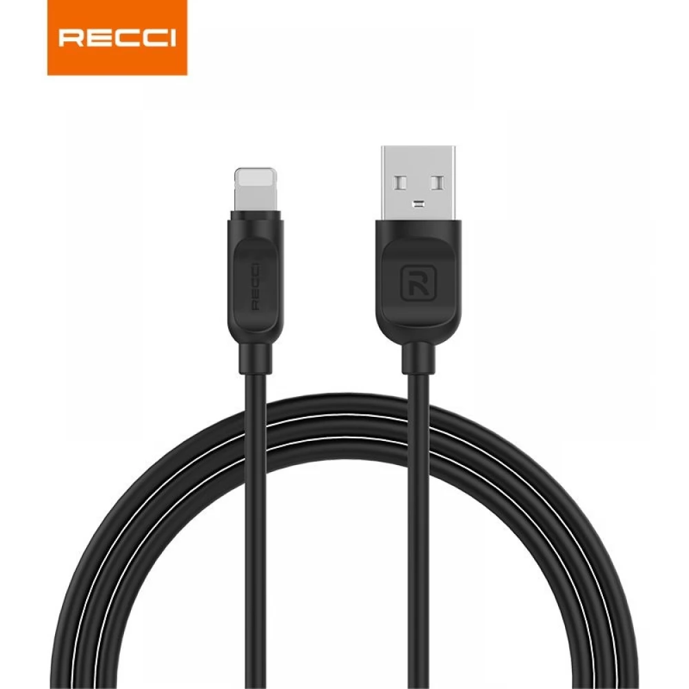 RECCI USB Lightning Töltő/adat Fekete 2m RCL-P200B