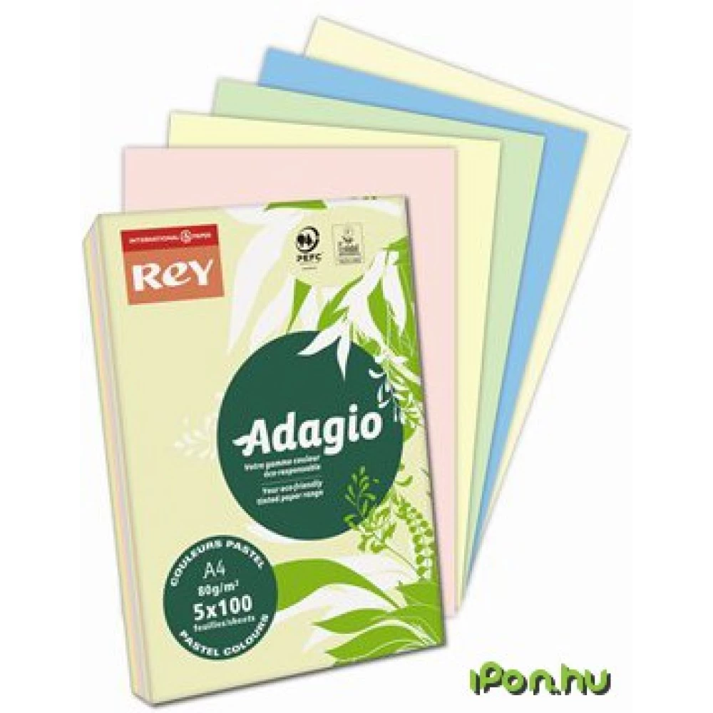 REY Másolópapír színes A4 80 g 5x100 lap Adagio pasztell mix