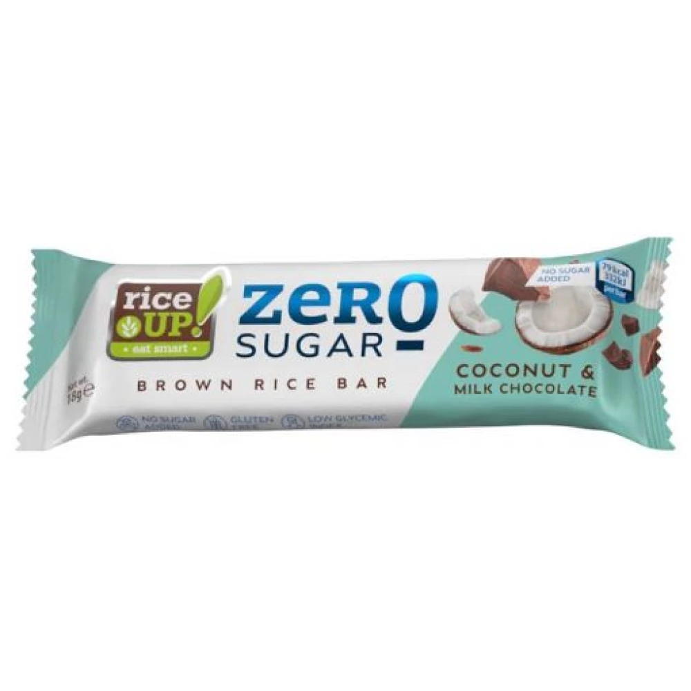 RICE UP Rice Up zero rizsszelet kókuszos ízű tejcsokoládéval hozzáadott cukor nélkül 18 g