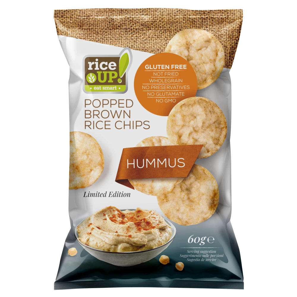 RICE UP Up barna rizs chips humusz ízű 60 g