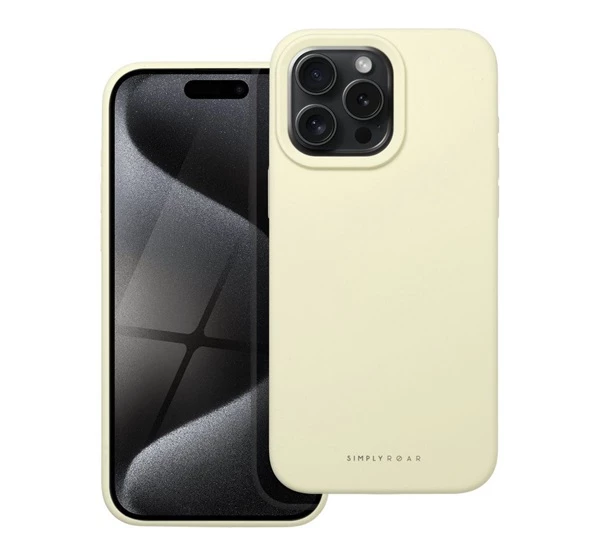 ROAR Apple iPhone 15 Pro Max prémium szilikon tok velúr béléssel világossárga