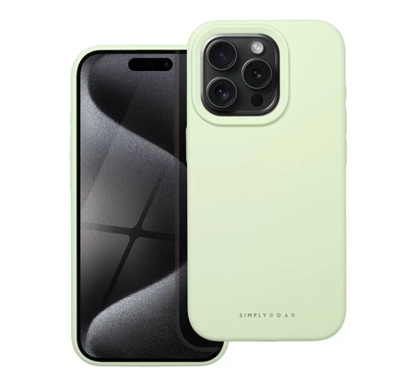 ROAR Apple iPhone 15 Pro prémium szilikon tok velúr béléssel világoszöld