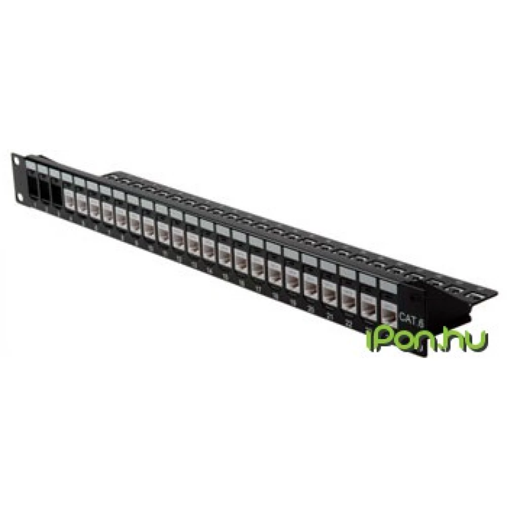 ROLINE Cat6 19" Keystone Patch Panel keret 24 Portos UTP fekete