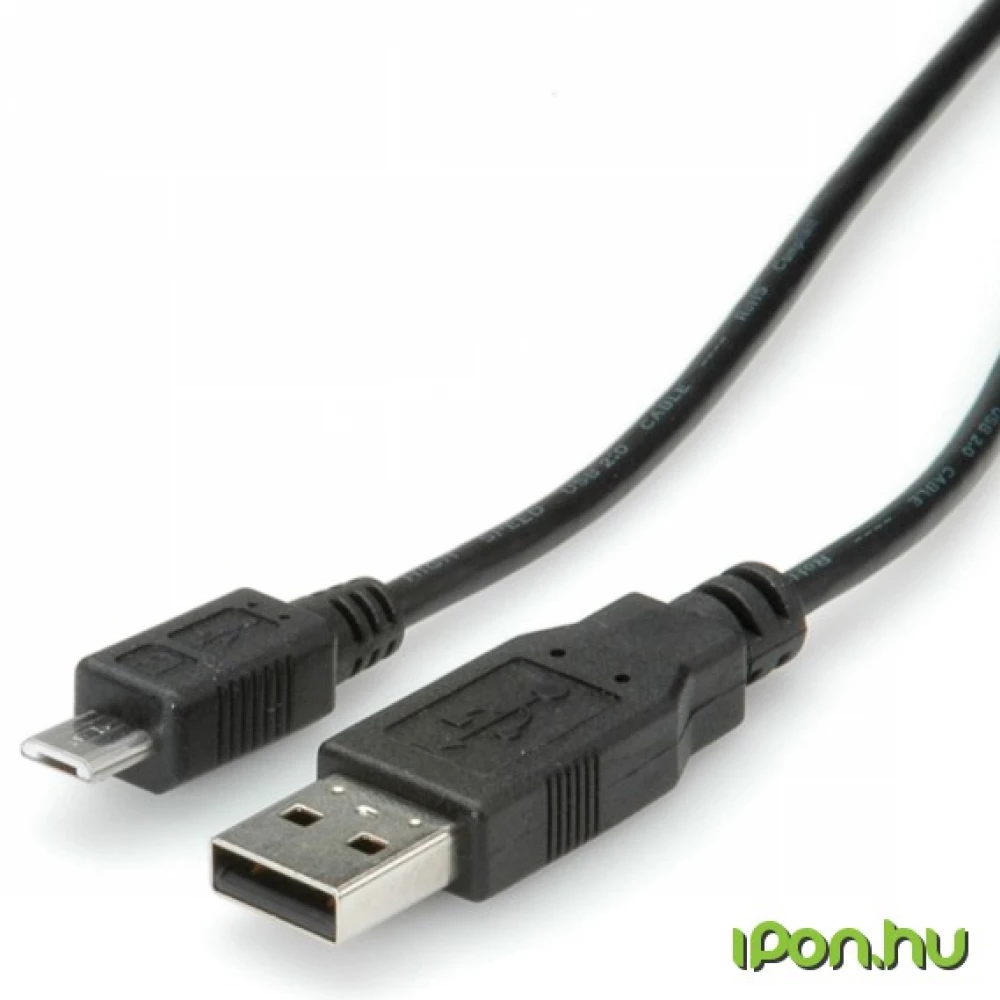 ROLINE USB Micro USB Összekötő Fekete 80cm 11.02.8754-10