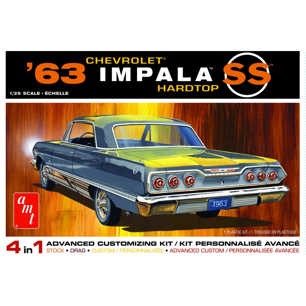 ROUND2 AMT 1/25 1963 Chevy Impala SS autó modell