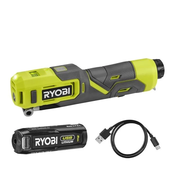 RYOBI RI4-120G 4V USB Lithium pumpa és lámpa adapterekkel táskával 1x2.0Ah akkumulátor töltő