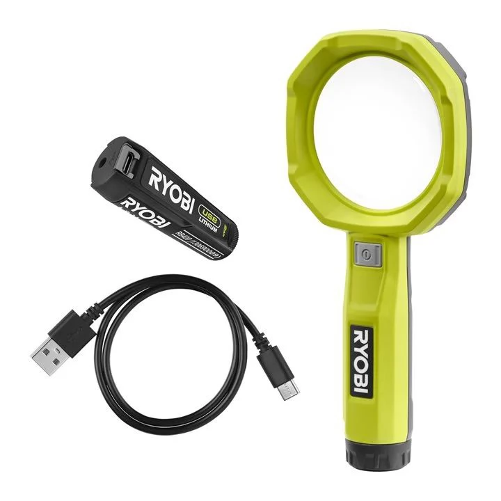 RYOBI RML4-120G 4V USB Lithium nagyítólámpa + 1x 2.0Ah akkumulátor + töltő