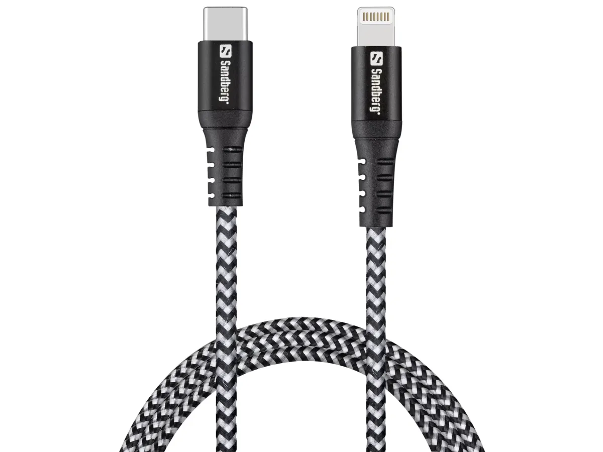 SANDBERG USB 2.0 Type C Lightning Töltő/adat Fekete-Fehér 1m 441-55