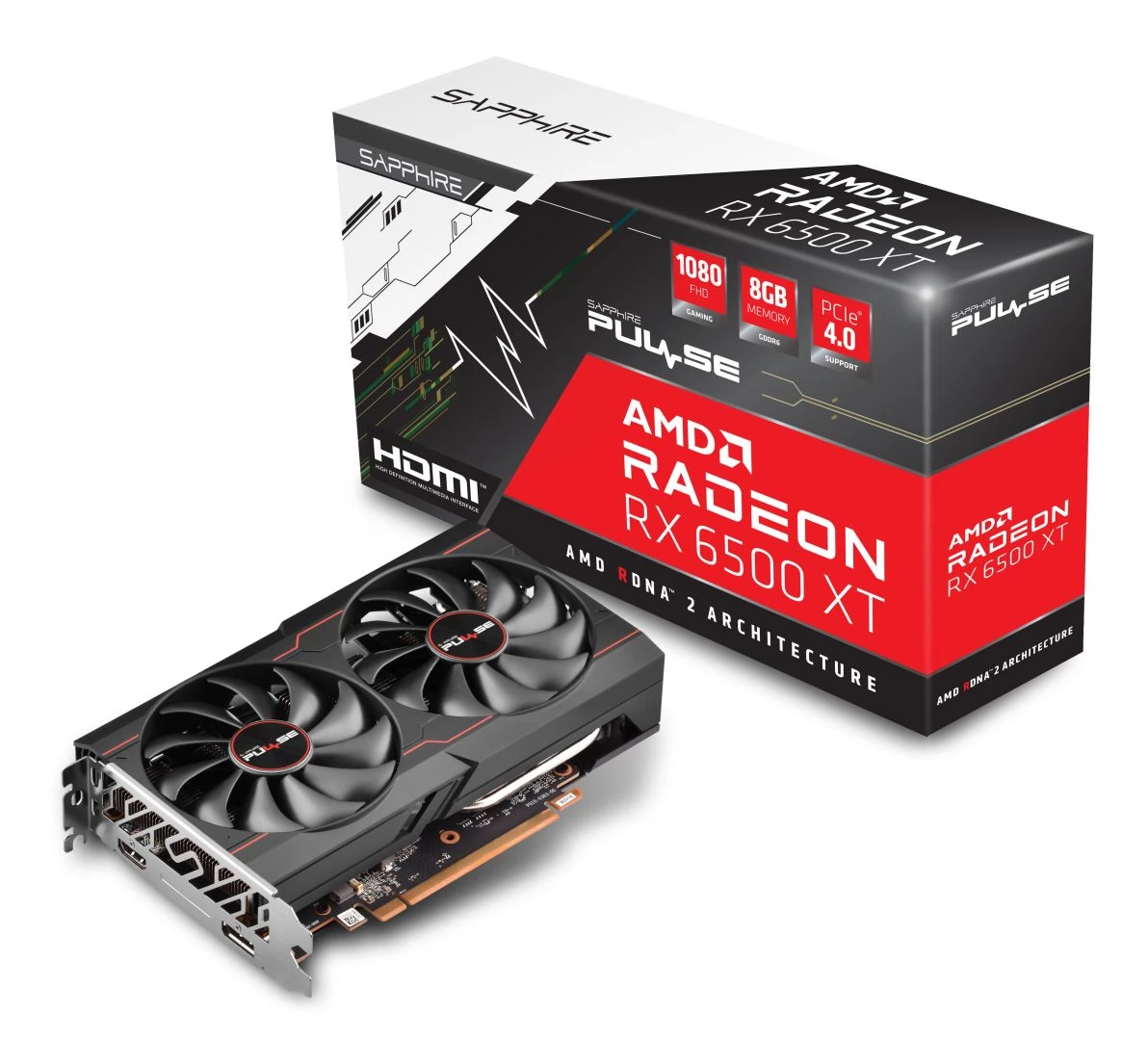 SAPPHIRE 11314-08-20G Radeon RX 6500 XT 8GB GDDR6 PULSE GAMING OC PCIE