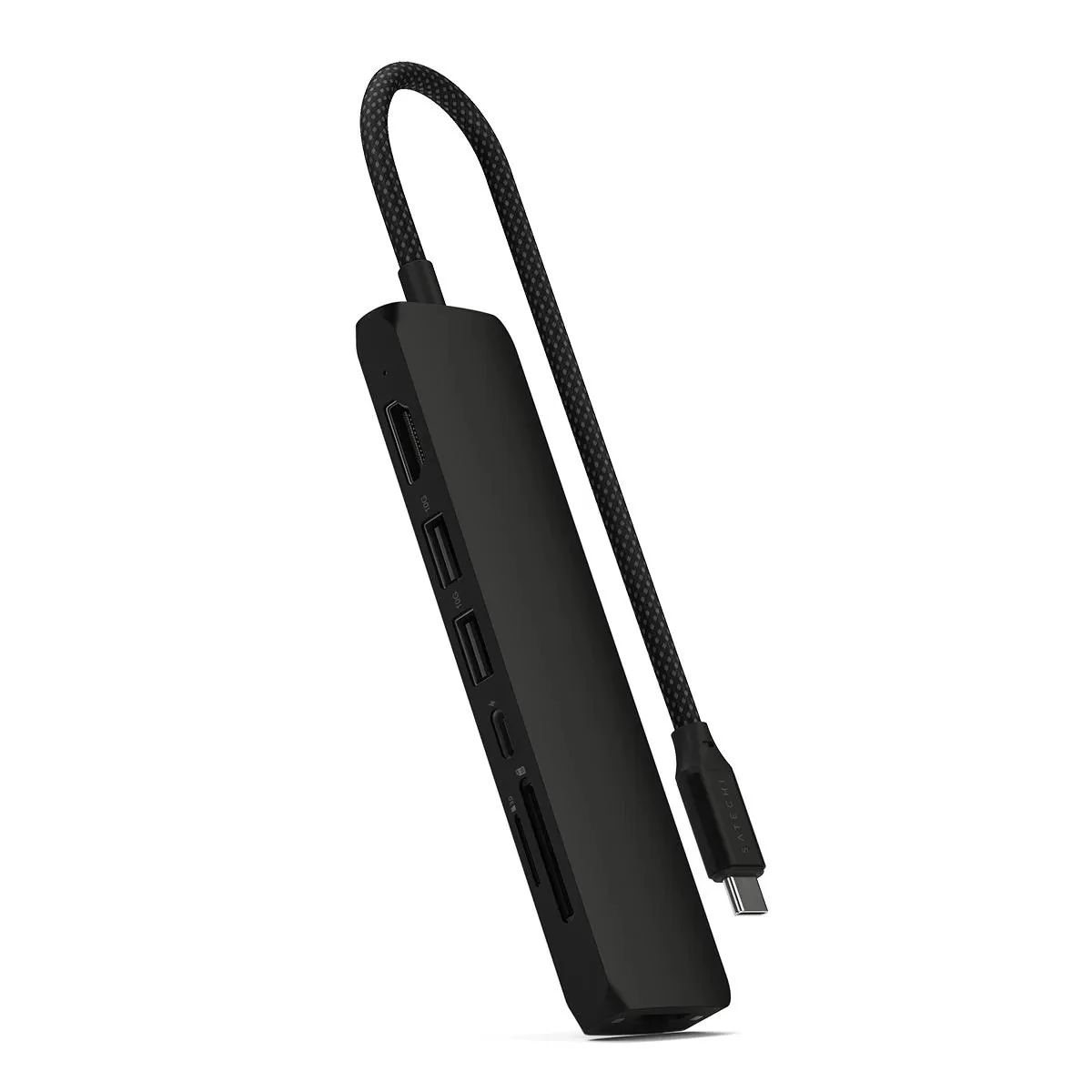 SATECHI 7-in-1 USB-C Slim Multiport Adapter with Ethernet fekete