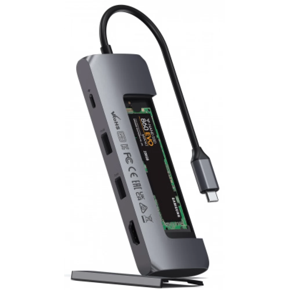 SATECHI ST-UCHSEM USB-C Hybrid Multiport adapter (SSD Enclosure HDMI 4K 2 x USB-A 3.1 Gen 2 up to 10 Gbps) - Space Grey