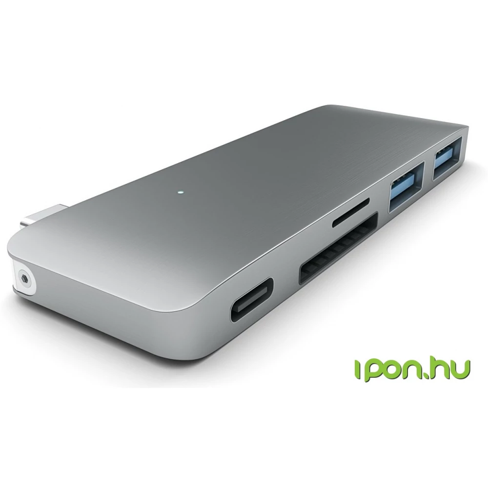 SATECHI Type-C Pass-Through USB Hub with USB-C Charging Port szürke