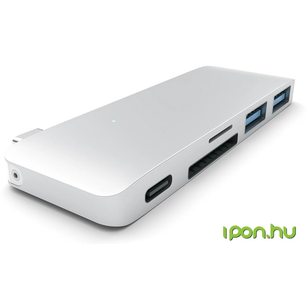 SATECHI Type-C Pass-Through USB Hub with USB-C Charging Port ezüst