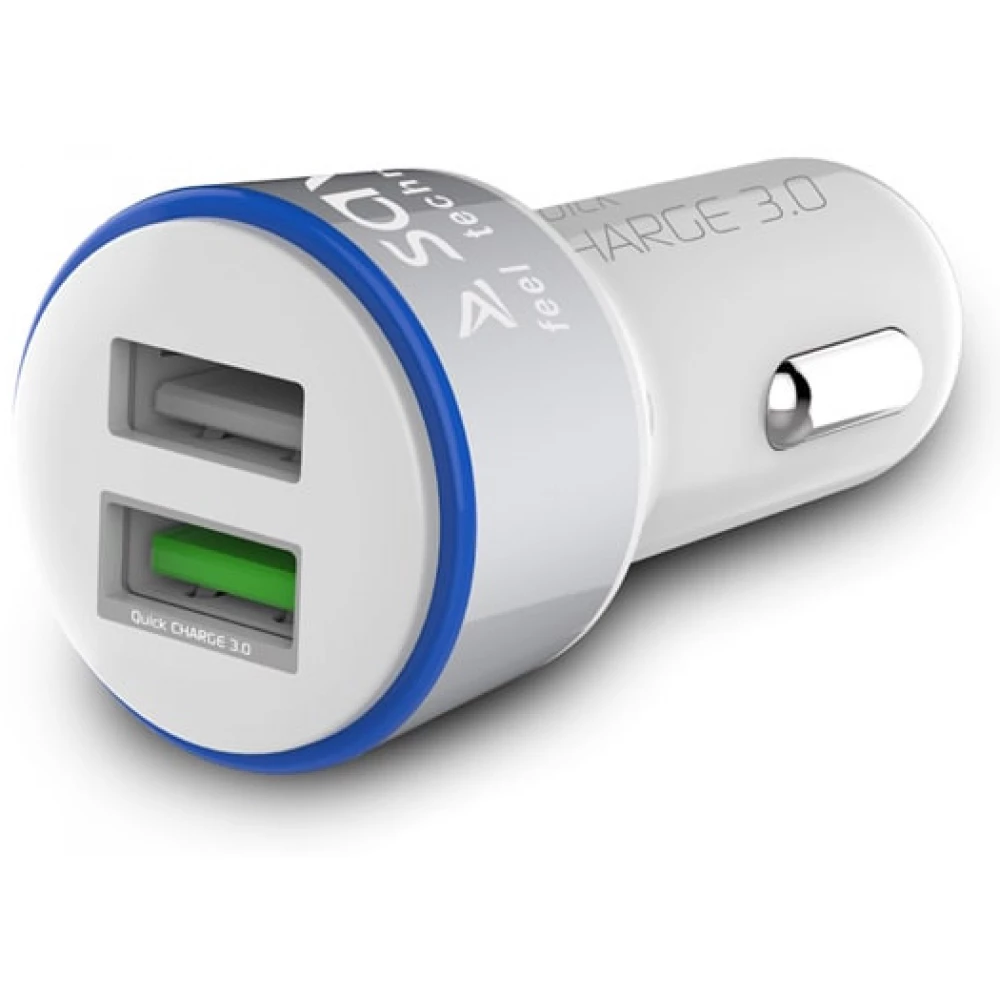 SAVIO Autós gyors töltő 2xUSB 3.0A fehér