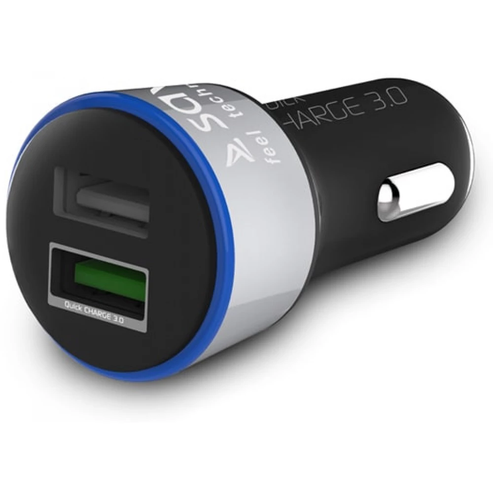 SAVIO Autós gyors töltő 2xUSB 3.0A fekete