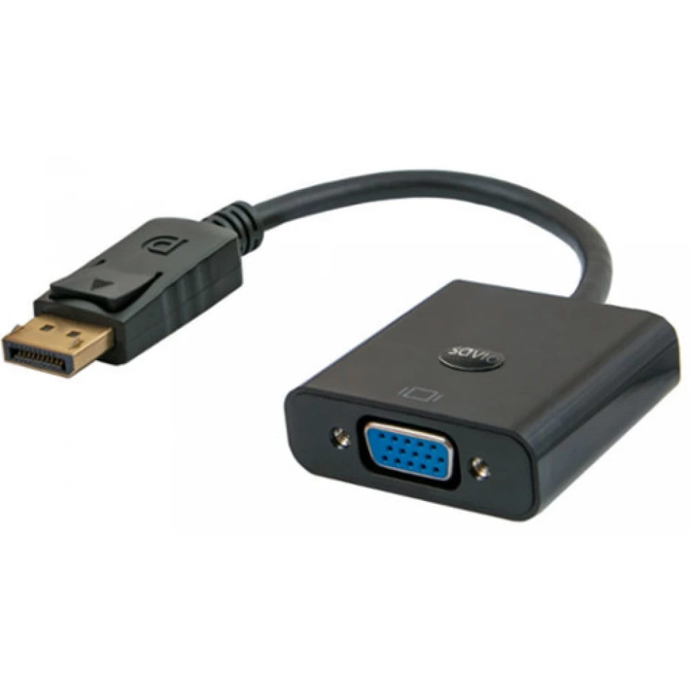 SAVIO DisplayPort VGA/D-Sub Átalakító Fekete 20cm CL-90/B