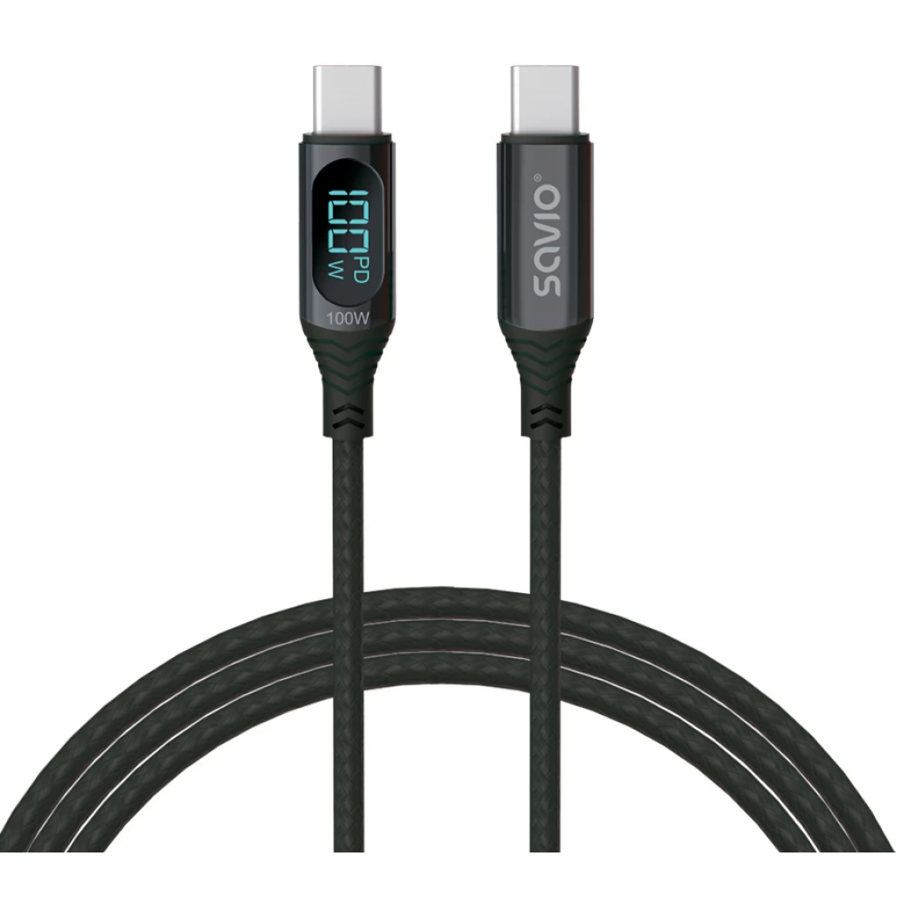 SAVIO USB 2.0 Type C Összekötő Fekete 1m CL-174