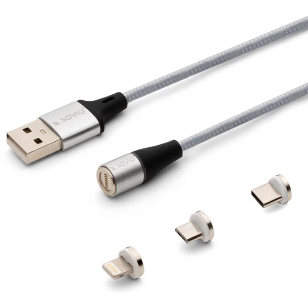 SAVIO USB Lightning + Micro USB + USB Type C Átalakító Ezüst 2m CL-156