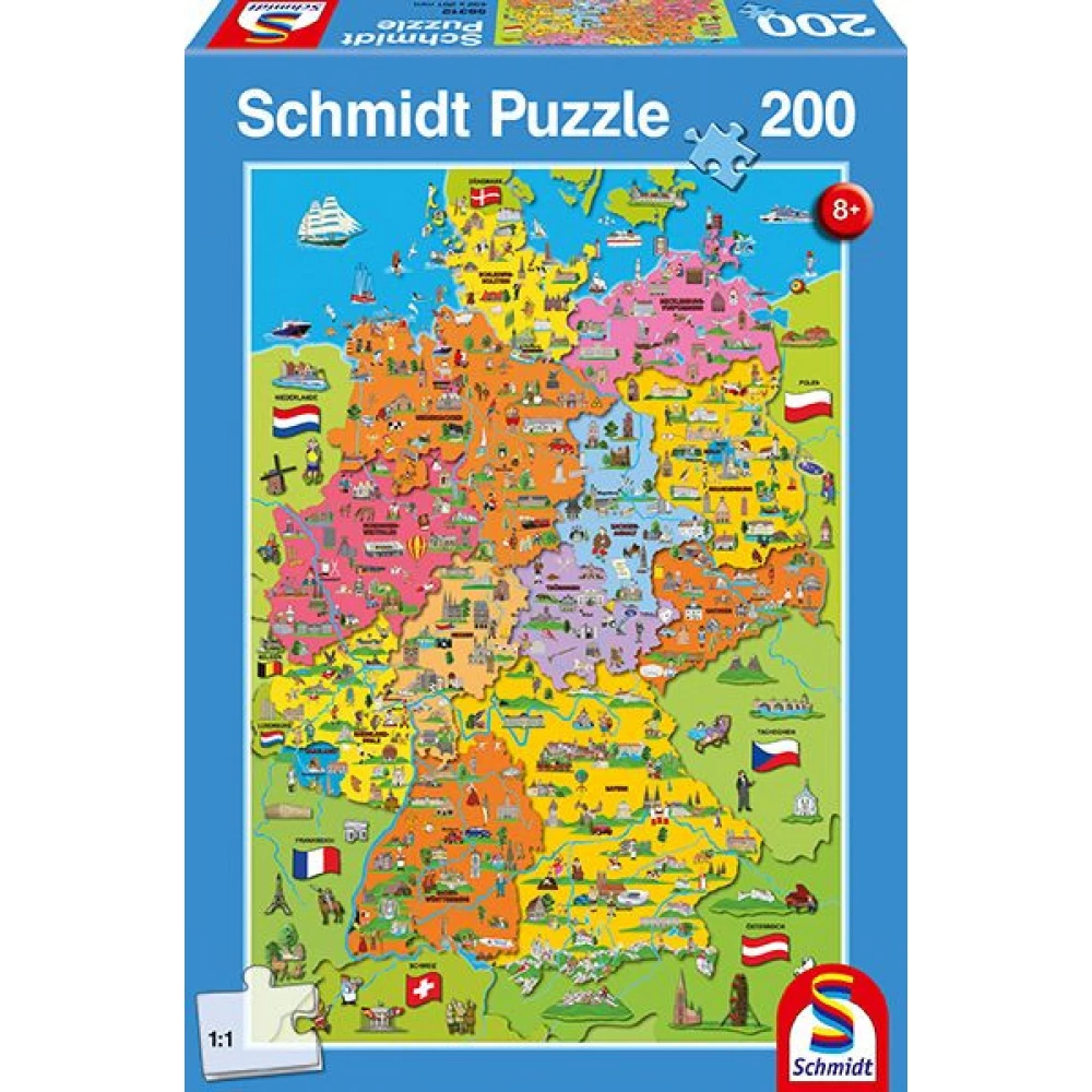SCHMIDTSPIELE 56312 Cartoon map of Germany 200db-os puzzle