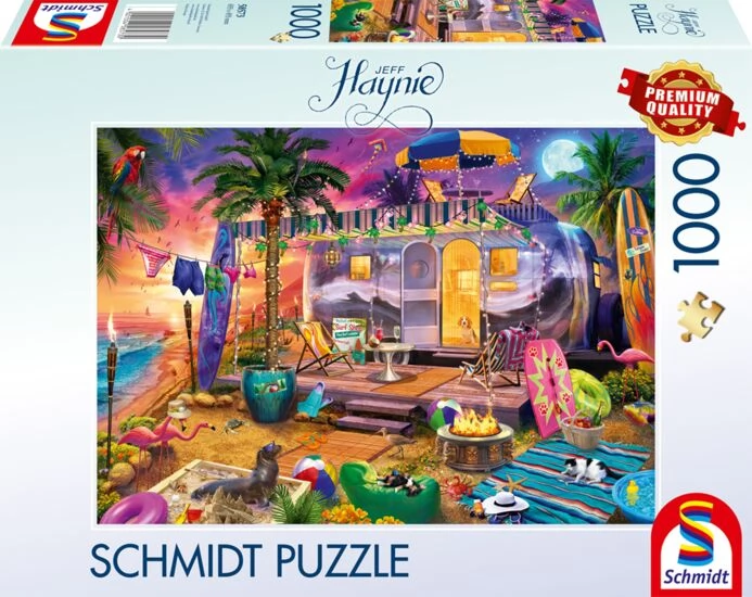 SCHMIDTSPIELE Puzzle játék 1000 darabos Jeff Haynie: Lakókocsival a tengerparton