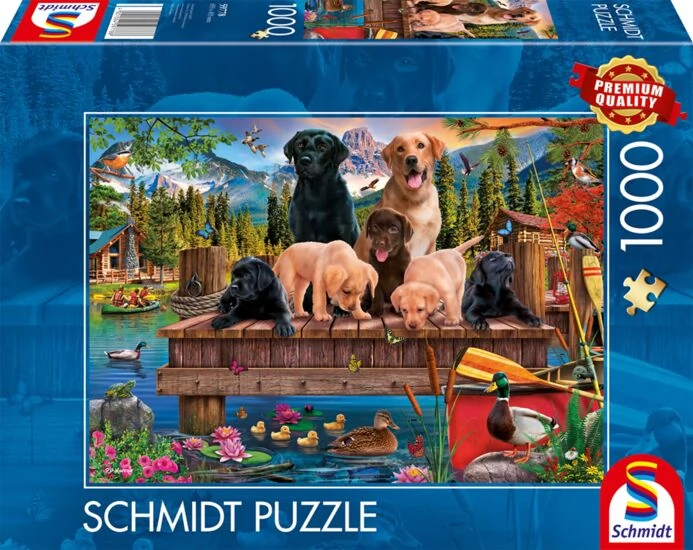 SCHMIDTSPIELE Puzzle játék 1000 darabos Kutyacsalád a tónál
