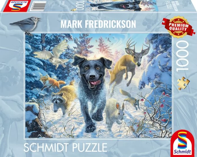 SCHMIDTSPIELE Puzzle játék 1000 darabos Mark Fredrickson: Fekete labrador a hóban