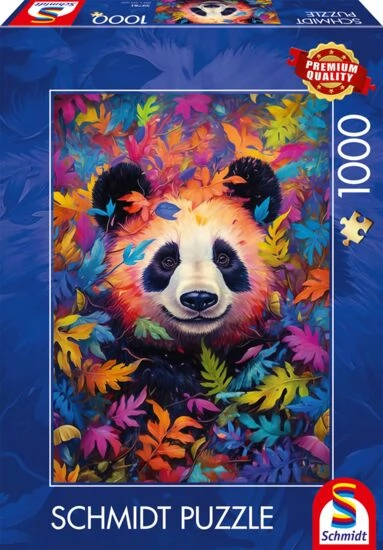 SCHMIDTSPIELE Puzzle játék 1000 darabos Panda a szivárványszínű erdőben
