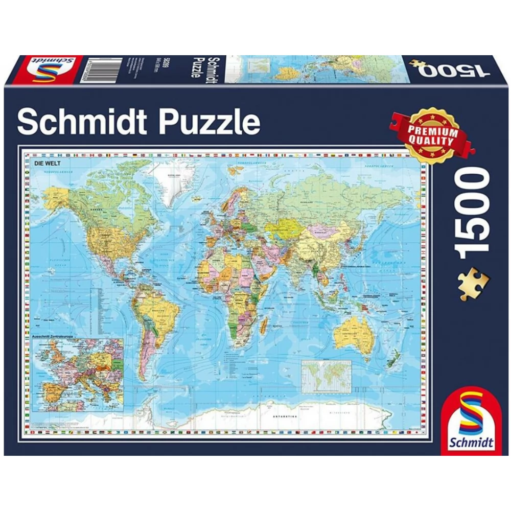 SCHMIDTSPIELE Puzzle játék 1500 darabos Világtérkép