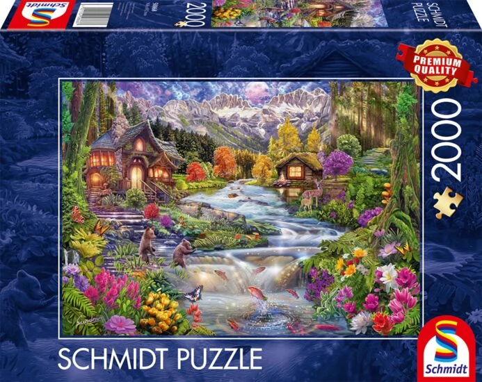 SCHMIDTSPIELE Puzzle játék 2000 darabos Idilli folyó a hegyekben