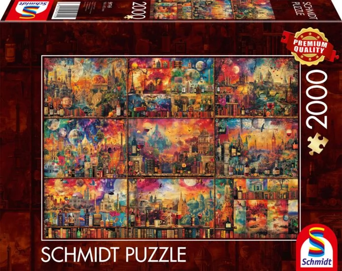 SCHMIDTSPIELE Puzzle játék 2000 darabos Utazás könyvekkel és borral