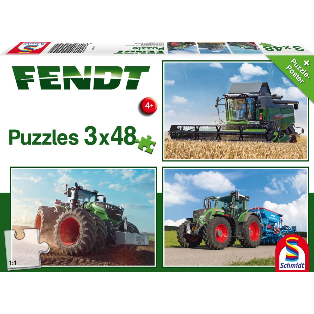 SCHMIDTSPIELE Puzzle játék 3x 48 darabos Fendt 1050 Vario