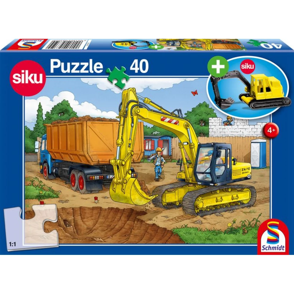 SCHMIDTSPIELE Puzzle játék 40 darabos A markoló - ajándék járművel