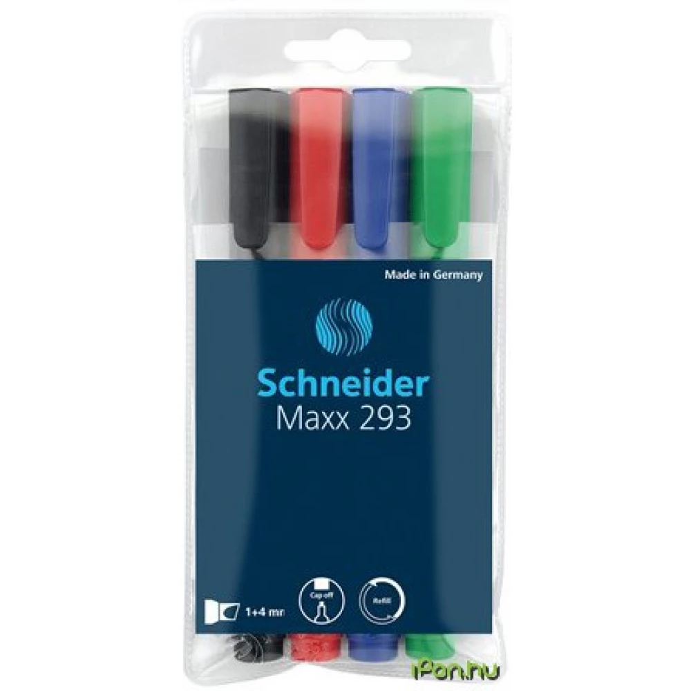 SCHNEIDER "293" tábla- és flipchart marker 4 színben vágott 1-4 mm