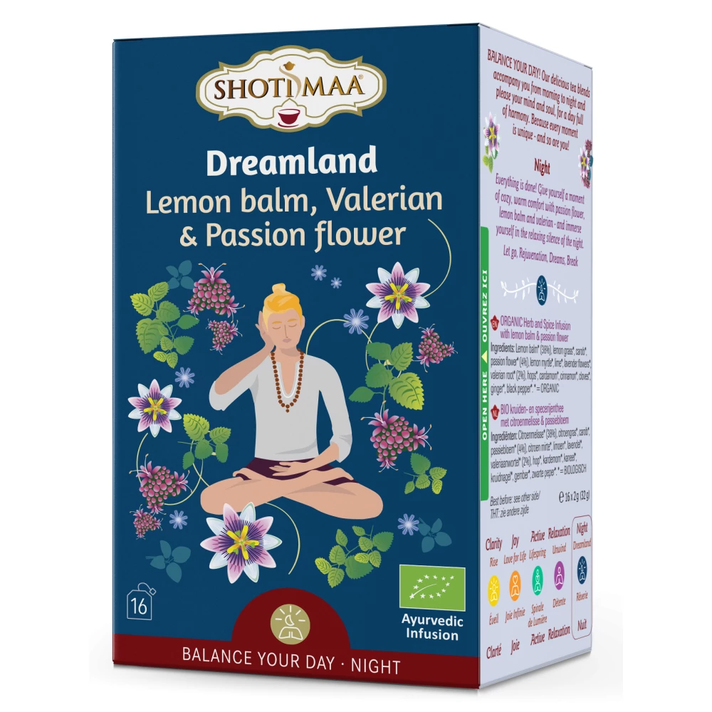 SHOTI MAA Shoti Maa bio dreamland citrom balzsam valeriana és golgotavirág tea 16x2g 32 g