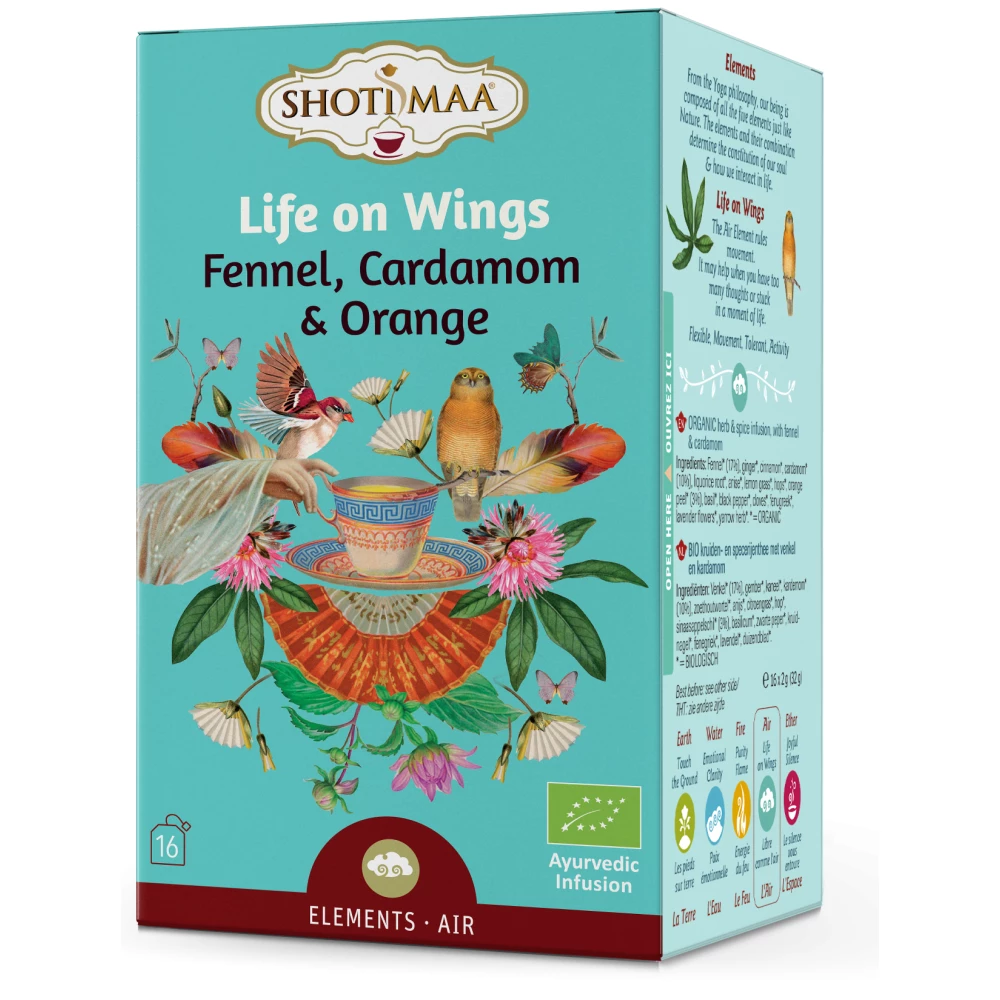SHOTI MAA Shoti Maa bio life on wings édeskömény kardamom és narancs tea 16x2g 32 g