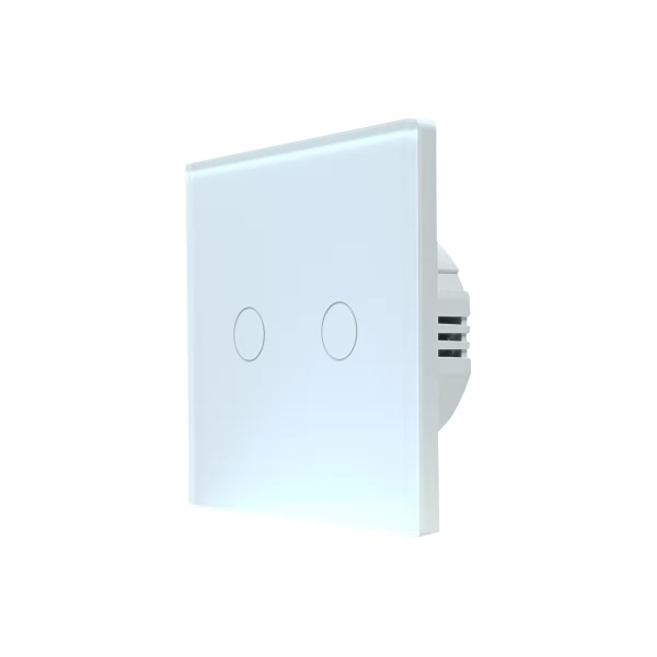 SMARTWISE SMW-BUN-T62-WIFIBT-W T62 UNI Wi-Fi + eWeLink-Remote 2 áramkörös okos érintőkapcsoló fehér üveg előlappal
