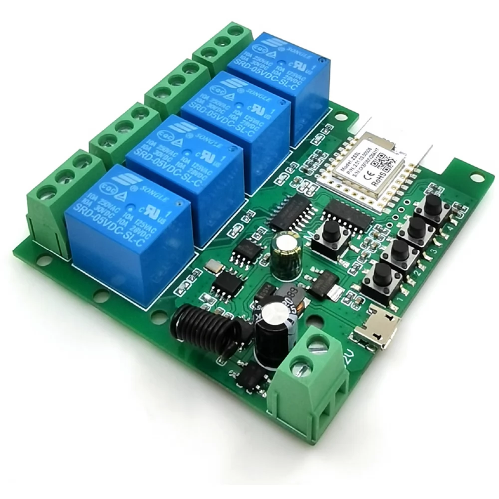 SMARTWISE SMW-REL-532V-4RF-ZB Zigbee + RF NO/NC négy áramkörös okos kapcsoló relé