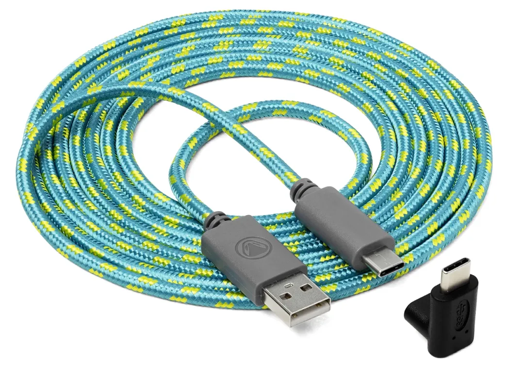 SNAKEBYTE Switch Lite USB-C töltőkábel türkizkék-sárga