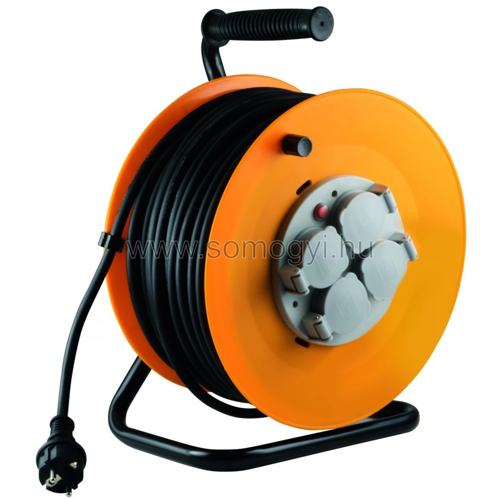 SOMOGYI ELECTRONIC HJR 10-50 Kábeldob fém talp 4 földelt aljzat 50m IP44 3x1.5 mm²