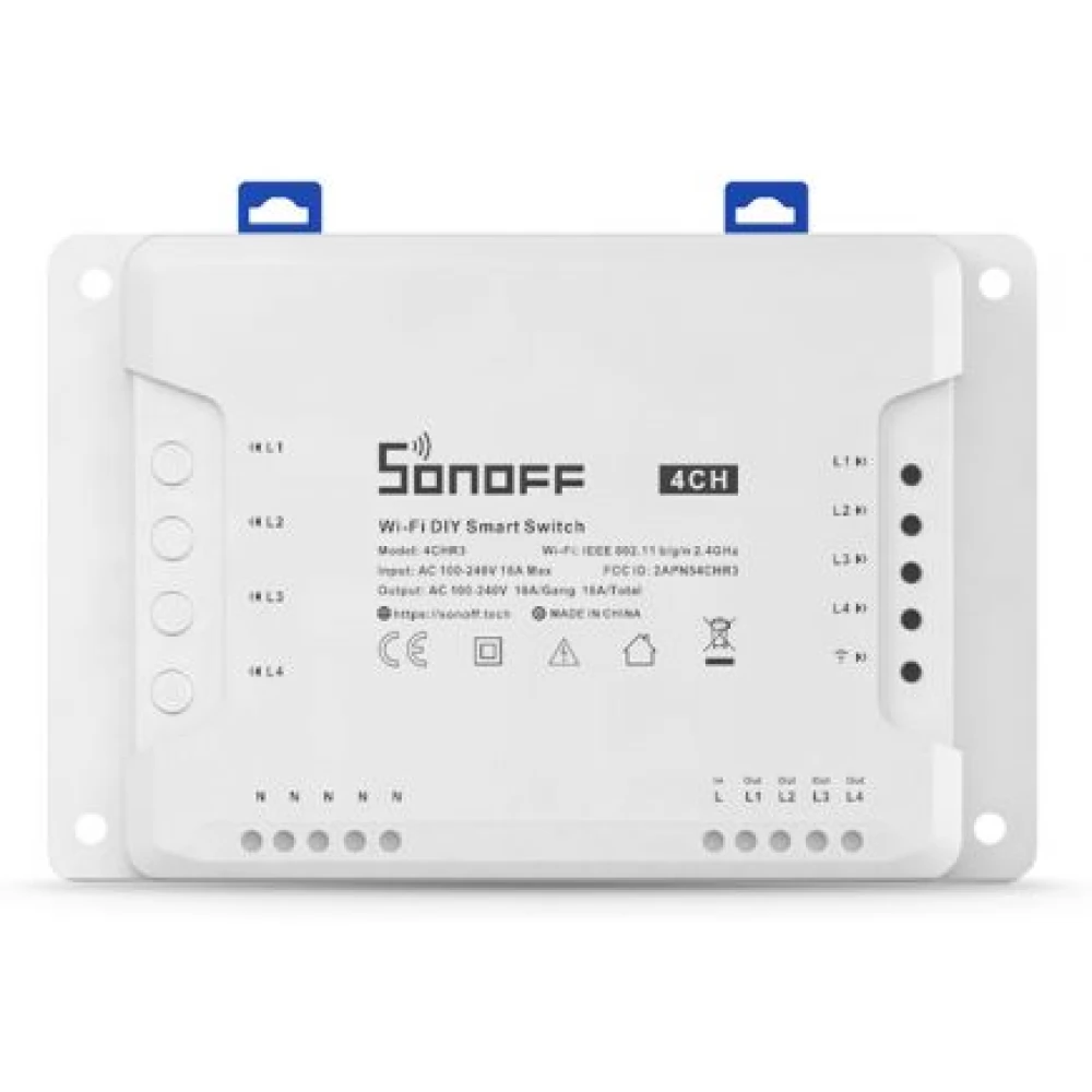SONOFF SON-REL-4CH-R3 4CH (R3) Wi-Fi-s időzíthető kapcsoló relé négy áramkörhöz