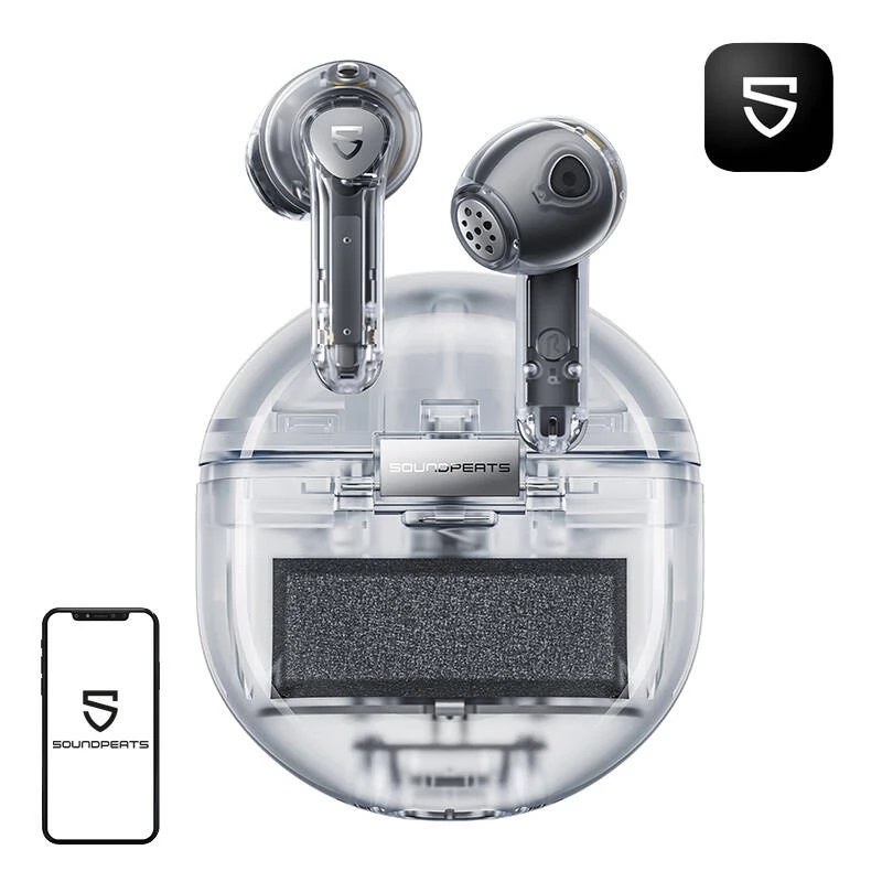 SOUNDPEATS Air4 ANC TWS átlátszó fehér