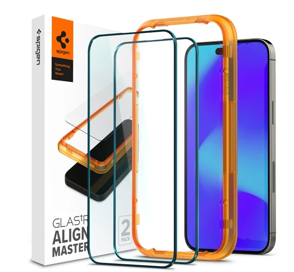 SPIGEN AlignMaster "Glas.tR" Apple iPhone 14 Pro Max Tempered kijelzővédő fólia (2db)