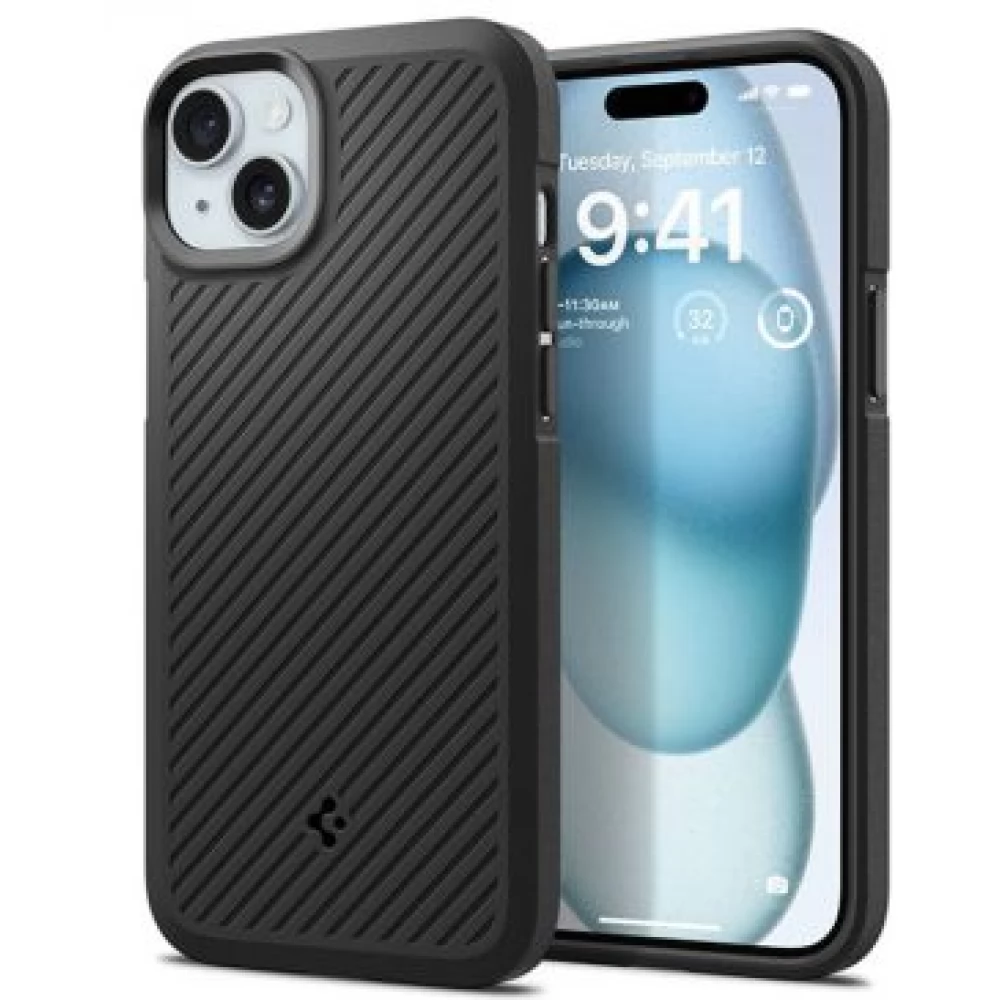 SPIGEN Core Armor hátlap iPhone 15 karbon minta fekete