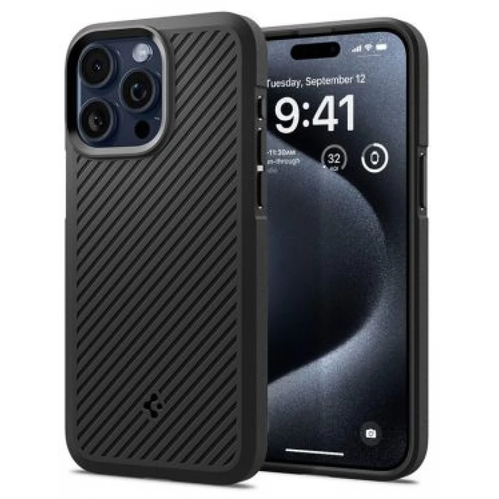 SPIGEN Core Armor hátlap iPhone 15 Pro karbon minta fekete