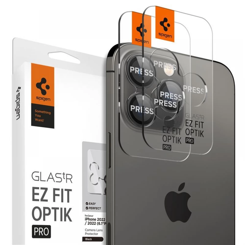 SPIGEN GlastR Optik Pro kameravédő lencse iPhone 15 Pro/15 Pro Max/14 Pro/14 Pro Max 2db fekete